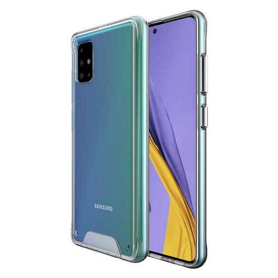 Galaxy A71 Kenarları Silikon Yüzeyi Sert Şeffaf Gard Kılıf