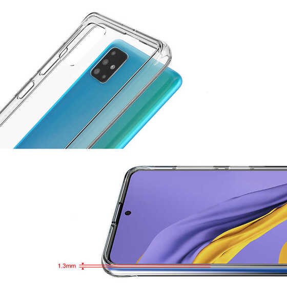 Galaxy A71 Kenarları Silikon Yüzeyi Sert Şeffaf Gard Kılıf