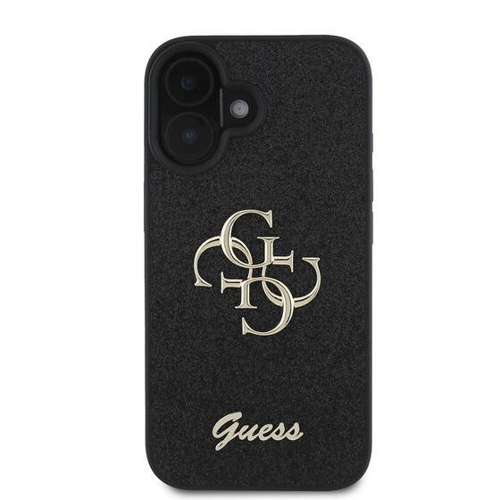 Apple iPhone 16 Kılıf Guess Orjinal Lisanslı 4G Büyük Metal Logolu Glitter Kapak