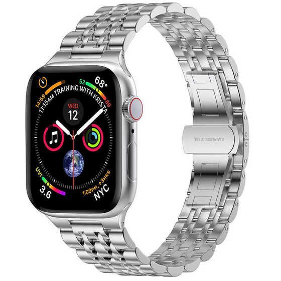 Apple Watch 44mm Wiwu Seven Beads Steel Belt Metal Saat Kordon Kayış Bileklik