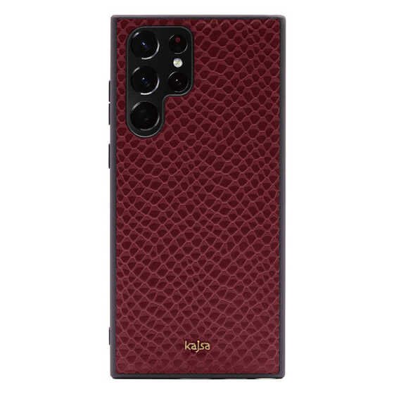 Galaxy S22 Ultra Kılıf Kajsa Pearl Pattern Hakiki Deri Kapak