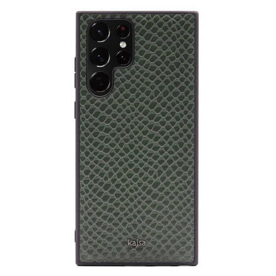 Galaxy S22 Ultra Kılıf Kajsa Pearl Pattern Hakiki Deri Kapak