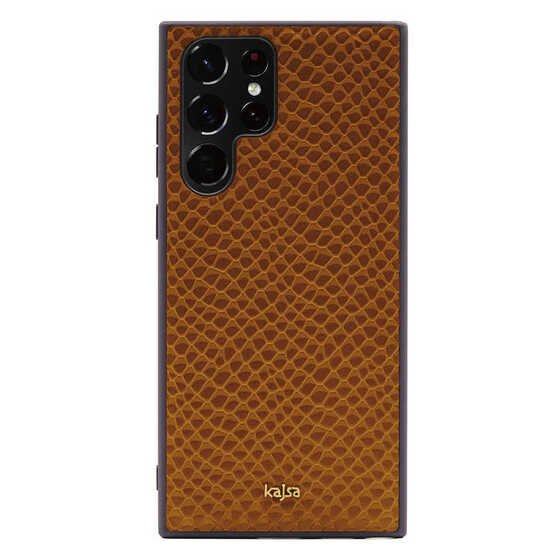 Galaxy S22 Ultra Kılıf Kajsa Pearl Pattern Hakiki Deri Kapak