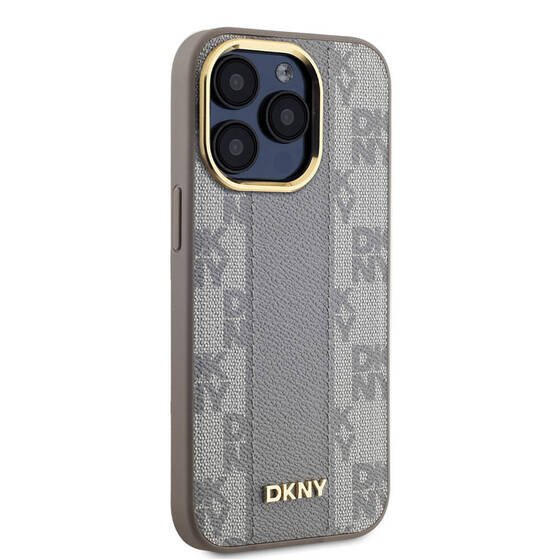 Apple iPhone 15 Pro Kılıf DKNY Orjinal Lisanslı Magsafe Şarj Özellikli 3D Yazılı Checkered Pattern Kapak