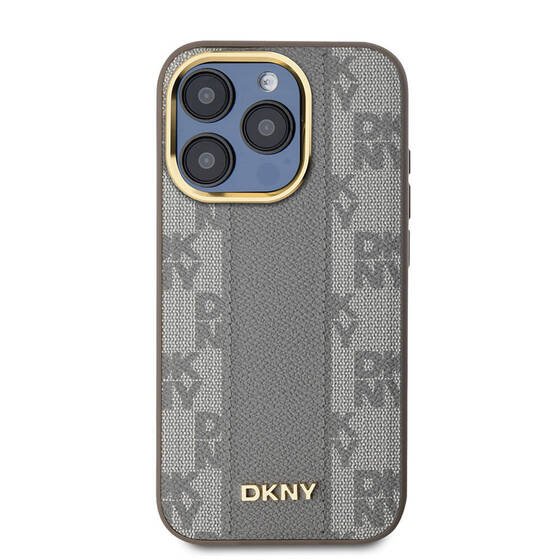 Apple iPhone 15 Pro Kılıf DKNY Orjinal Lisanslı Magsafe Şarj Özellikli 3D Yazılı Checkered Pattern Kapak