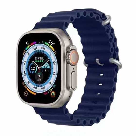 Apple Watch 44mm Renkli ​​​​KRD-75 Silikon Metal Tokalı Kordon