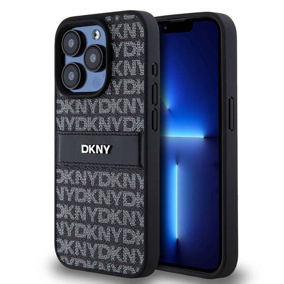 Apple iPhone 15 Pro Kılıf DKNY Orjinal Lisanslı 3D Yazılı Repeat Texture Pattern Kapak