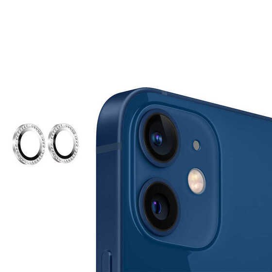 iPhone 11 Kamera Lens Koruyucu Taşlı Tasarım