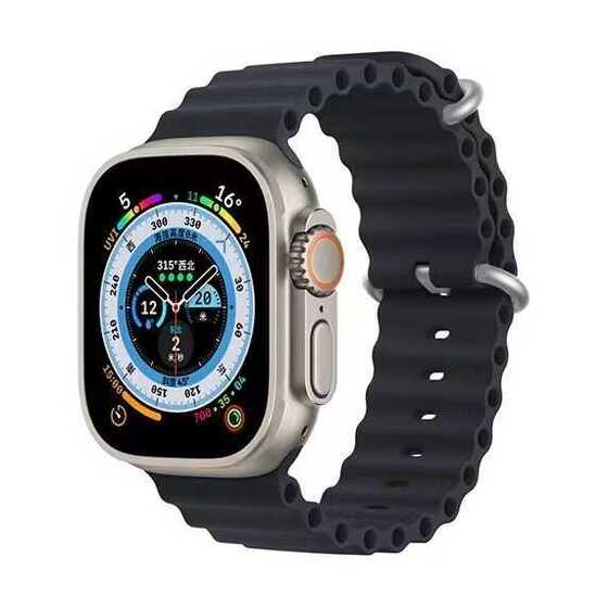 Apple Watch 7 45mm Renkli ​​​​KRD-75 Silikon Metal Tokalı Kordon