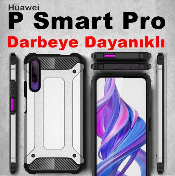 Huawei P Smart Pro 2019 Kamera Korumalı Armor Hybrid Zırh Kılıf