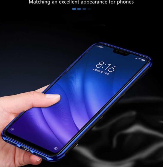 Xiaomi Mi 8 Lite Köşeleri Renkli Şeffaf Kamera Korumalı Kılıf