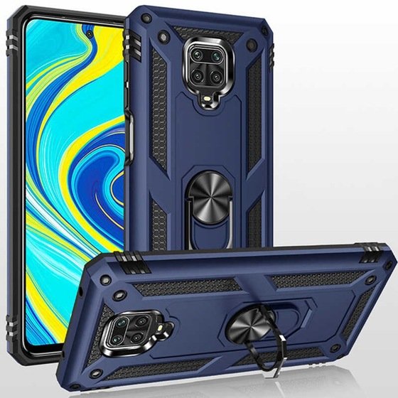 Xiaomi Redmi Note 9S Yüzüklü Standlı Manyetikli Armor Zırh Kılıf