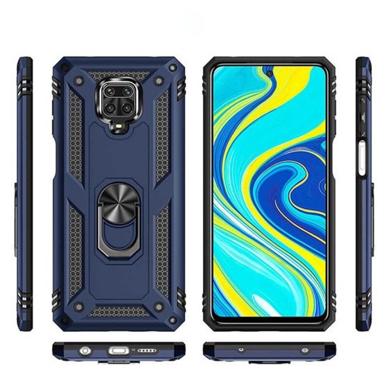 Xiaomi Redmi Note 9S Yüzüklü Standlı Manyetikli Armor Zırh Kılıf