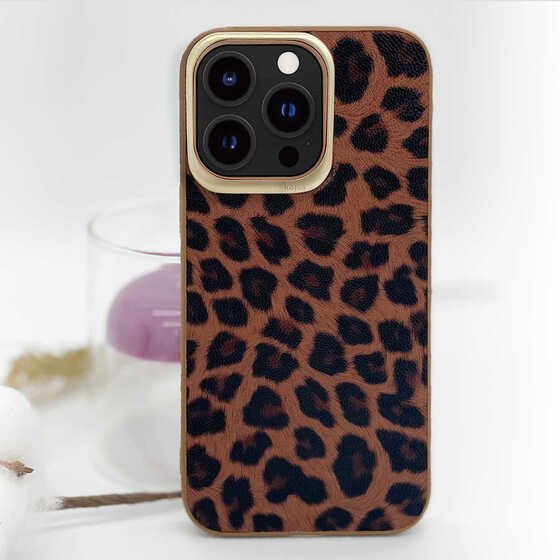 Apple iPhone 13 Kılıf Kajsa Glamorous Serisi Leopard Combo Kapak