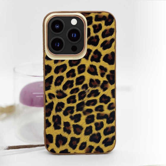 Apple iPhone 13 Kılıf Kajsa Glamorous Serisi Leopard Combo Kapak