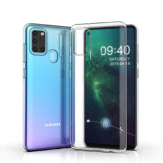 Galaxy A21S İnce Esnek Sararmaz Şeffaf Süper Silikon Kılıf