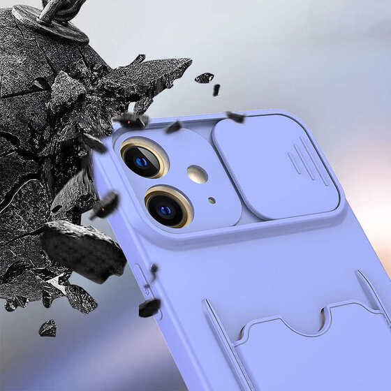 Ceponya iPhone 12 Mini Kılıf Deri Görünümlü Kartlıklı Kamera Korumalı Silkon