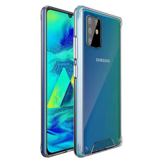 Galaxy A81 Kenarları Silikon Yüzeyi Sert Şeffaf Silikon Kılıf