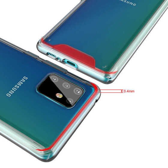 Galaxy A81 Kenarları Silikon Yüzeyi Sert Şeffaf Silikon Kılıf