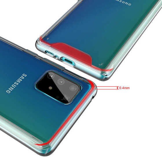 Galaxy A91 Kenarları Silikon Yüzeyi Sert Şeffaf Gard Kılıf