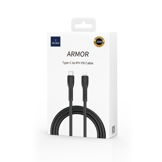 Wiwu Armor Wİ-C005 Kablo Ucu Korumalı Tasarım 20W Hızlı Şarj Özellikli Type-C to Lightning PD Kablo 1M