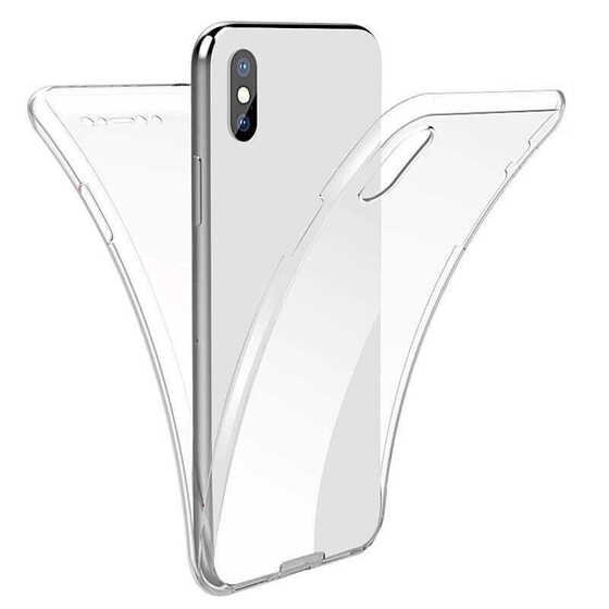 Apple iPhone X Kılıf 360 Tam Koruma Şeffaf Silikon