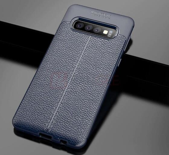 Galaxy S10 Kamera Korumalı Deri Görünümlü Kalite Silikon Kılıf