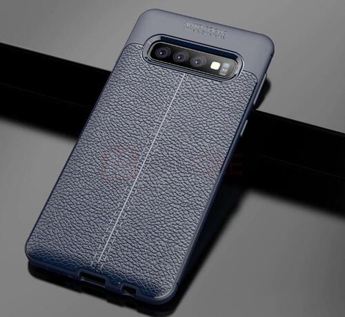 Galaxy S10 Plus Kamera Korumalı Deri Görünümlü Silikon Kılıf