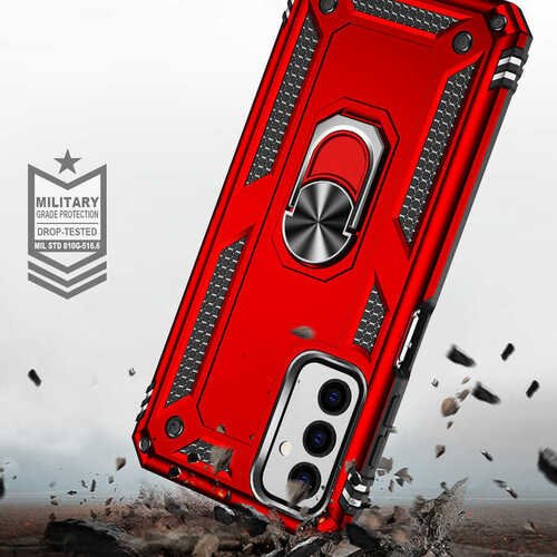 Galaxy M23 Kılıf Yüzüklü Standlı Manyetikli Armor Zırh