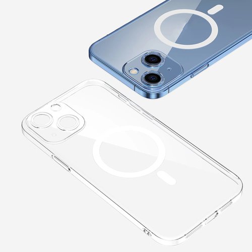 iPhone 14 Kılıf Kamera Korumalı MagSafe Şarj Özellikli Lüx Şeffaf London Silikon Kapak