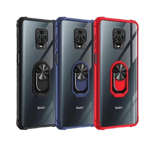 Redmi Note 9 Pro Kenarları Renkli Anti Şok Şeffaf Yüzüklü Kılıf