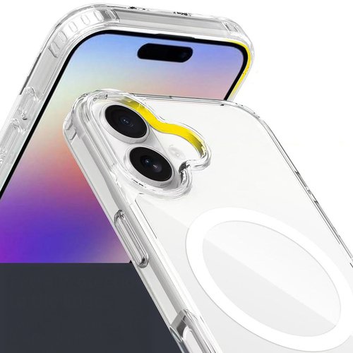 iPhone 17 Kılıf Magsafe Şarj Özellikli Şeffaf Sert PC Embos Kapak