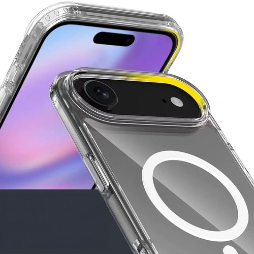 iPhone 17 Air Kılıf Magsafe Şarj Özellikli Şeffaf Sert PC Embos Kapak