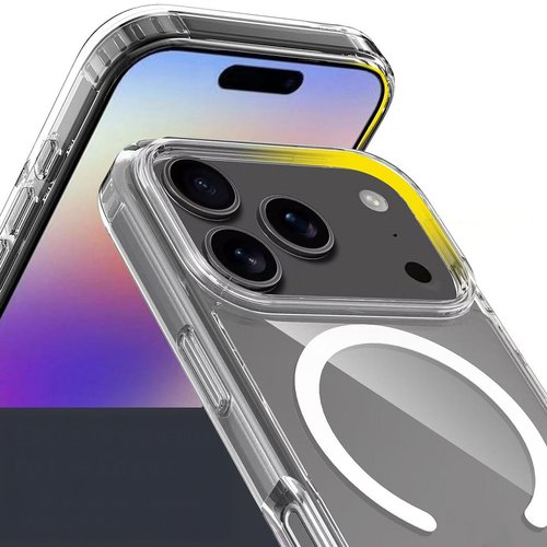 iPhone 17 Pro Kılıf Magsafe Şarj Özellikli Şeffaf Sert PC Embos Kapak