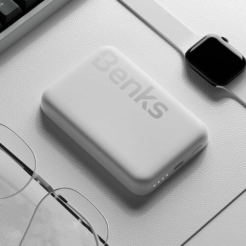 Magsafe Powerbank Benks MP10 İnce Tasarımlı Powerbank 6000mAh Beyaz