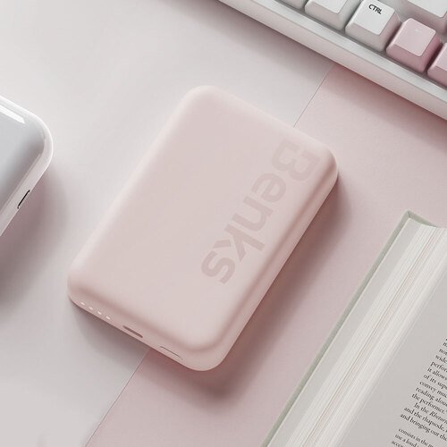 Magsafe Powerbank Benks MP10 İnce Tasarımlı Powerbank 6000mAh Pembe