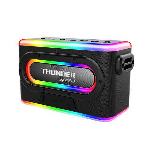 Wiwu P18 Thunder Bluetooth Speaker Hoparlör ve Karaoke Bluetooth Çift Mikrofon 12000 MAH IPX4 Siyah