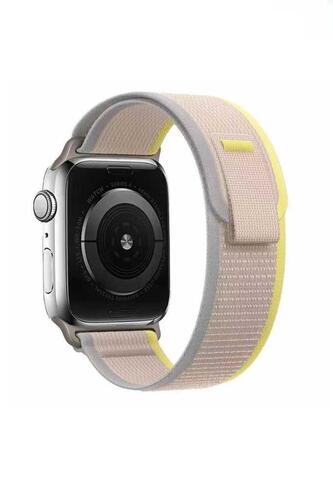 Apple Watch 44mm Renkli ​​​​KRD-77 Örgülü Hasır Tokalı Kordon