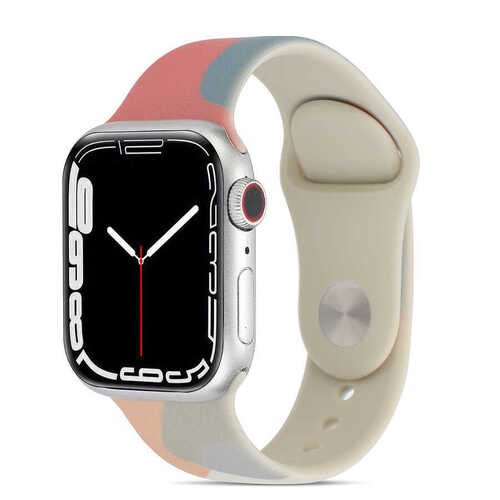 Apple Watch 7 41mm KRD-62 Suya Dayanıklı Renkli Desenli Silikon Kordon