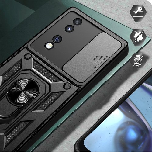 Honor 70 Kılıf Magnetik Standlı Kamera Korumalı Sürgülü Vega Kapak