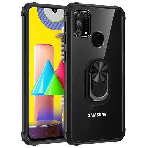 Galaxy M31 Kenarları Renkli Antişok Şeffaf Yüzüklü Kılıf