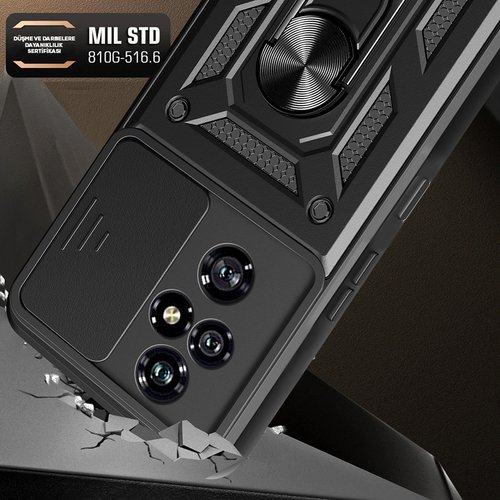 Honor 200 Pro Kılıf Magnetik Standlı Kamera Korumalı Sürgülü Vega Kapak