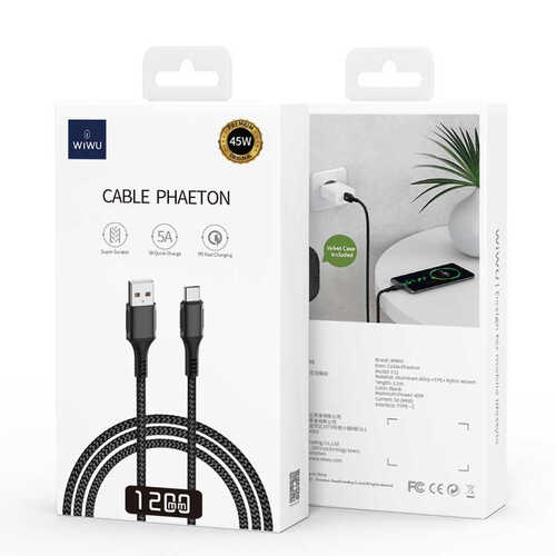 Wiwu F12 Cable Phaeton Type-C Usb Hızlı Şarj 5A Örgü Kablo