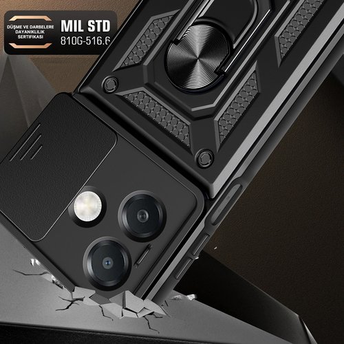 Oppo A3x 4G Kılıf Magnetik Standlı Kamera Korumalı Sürgülü Vega Kapak