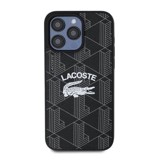 Apple iPhone 15 Pro Max Kılıf Lacoste Orjinal Lisanslı Magsafe Şarj Özellikli Mono Vintage Logo Kapak