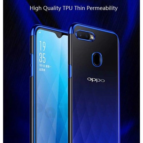 Oppo A5S Kamera Korumalı Köşeleri Renkli Şeffaf Silikon Kılıf