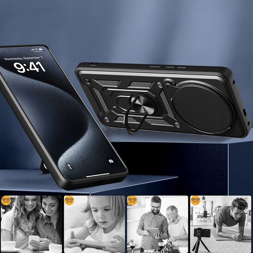 Redmi Note 14 Pro 4G Kılıf Magnetik Standlı Kamera Korumalı Sürgülü Vega Kapak