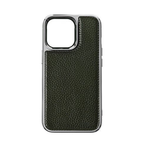 iPhone 13 Mini Uyumlu Kılıf Wiwu Genuine Leather Silver Calfskin Orjinal Deri Kapak