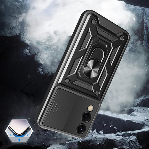 Galaxy S25 Edge Kılıf Magnetik Standlı Kamera Korumalı Sürgülü Vega Kapak