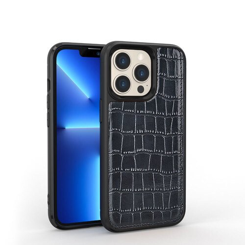 iPhone 13 Pro Max Uyumlu Kılıf Wiwu Croco Pattern Calfskin Orjinal Deri Kapak